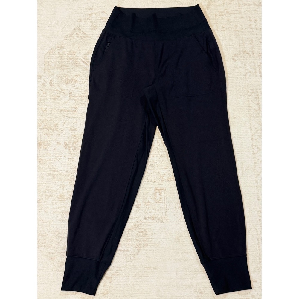 Athleta Venice Jogger Pants Black Small Petite SP High Rise Zip Pockets Womens